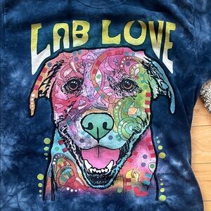 💙 “Lab Love” Dog The Mountain Blue T-Shirt EUC size XL 100% cotton